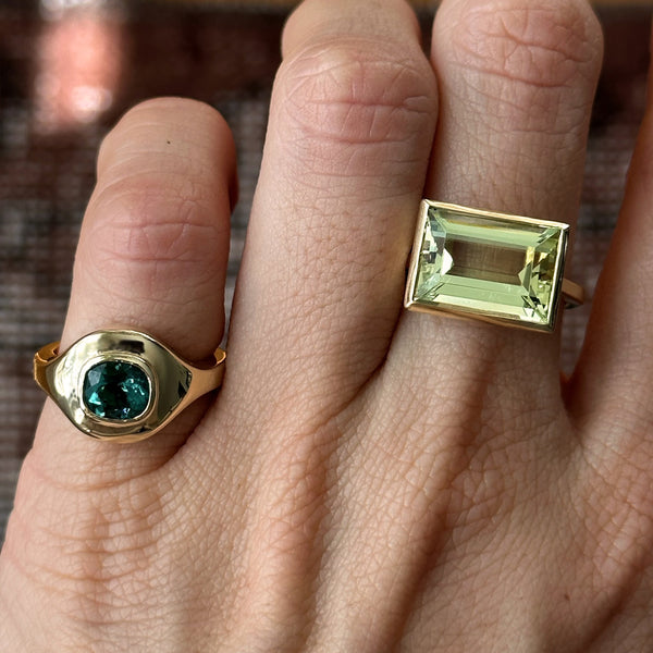 Starling TEAL TOURMALINE RIPPLE SIGNET RING