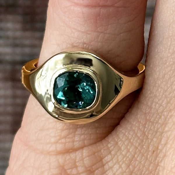 Starling TEAL TOURMALINE RIPPLE SIGNET RING