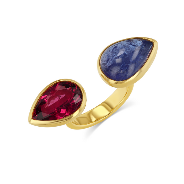 starling Tourmaline & Tanzanite Deux Cœurs Ring