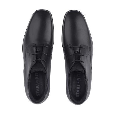 Start Rite Academy Black Leather Boys Primary Lace-up School Shoes