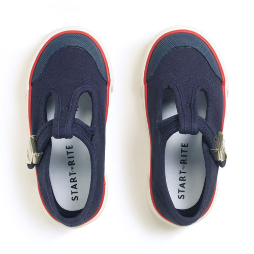 Start Rite Anchor Navy Blue T-bar Buckle Canvas Shoes