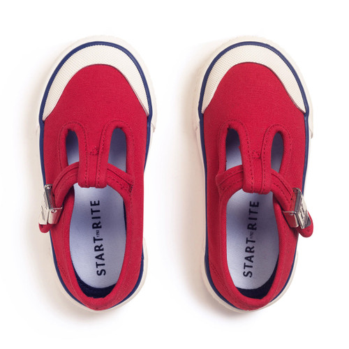 Start Rite Anchor Red T-bar Buckle Kids Canvas Shoes