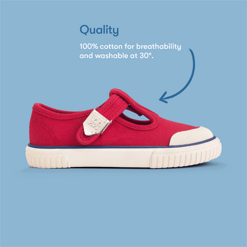 Start Rite Anchor Red T-bar Buckle Kids Canvas Shoes