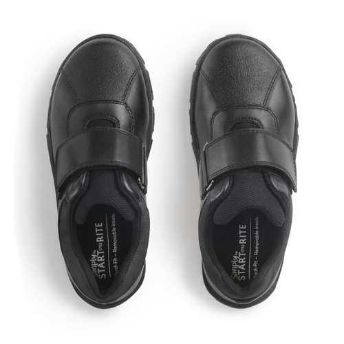 Start Rite Atlas Black Leather Simply By Start-Rite Boys Rip-tape Dual-Fit School Shoes
