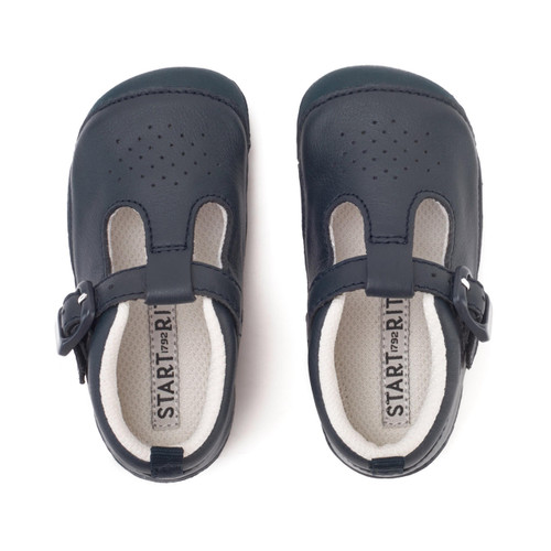 Start Rite Baby Jack Navy Leather Boys T-bar Buckle Pre-walkers