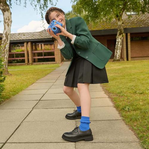 Start Rite Barcelona Black Leather Girls Lace-up Angry Angels School Shoes