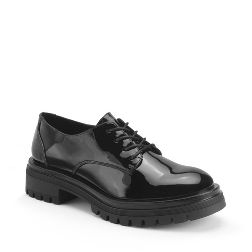 Start Rite Barcelona Black Patent Girls Lace-up Angry Angels School Shoes