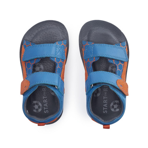 Start Rite Beachball Bright Blue Leather/ Orange Suede Boys Rip-tape Sandals