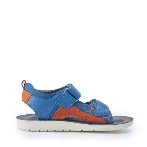 Start Rite Beachball Bright Blue Leather/ Orange Suede Boys Rip-tape Sandals