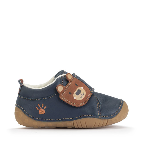 start rite Bear Hug navy leather/nubuck bear rip-tape pre-walkers