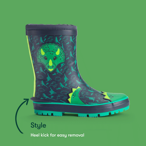 Start Rite Big Puddle Navy Dino Water Resistant Wellies