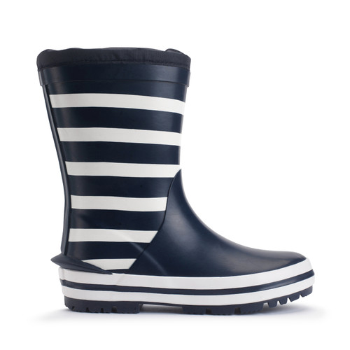 start rite Big Puddle Navy white stripe kids slip on waterproof kids wellies