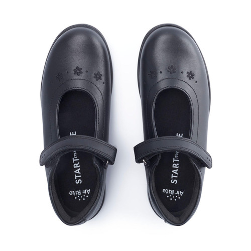 Start Rite Bliss Vegan Black Synthetic Girls Rip-tape School Shoes