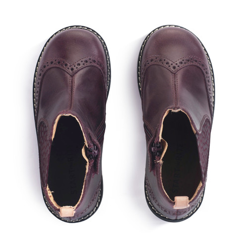 Start Rite Bramble Burgundy Leather Girls Zip-up Chelsea Boots