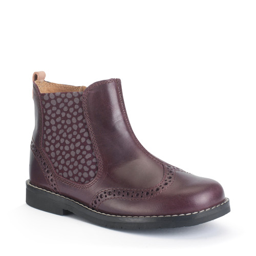 Start Rite Bramble Burgundy Leather Girls Zip-up Chelsea Boots