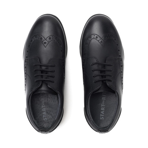 Start Rite Brogue Pri Black Leather Lace-up Closed School Shoes