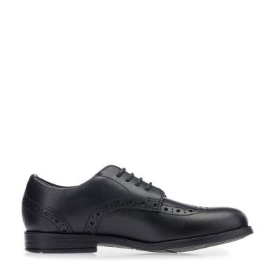 Start Rite Brogue Pri Black Leather Lace-up Closed School Shoes