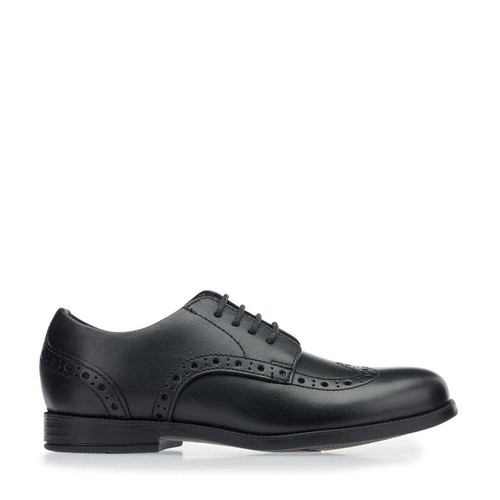 start rite Brogue Pri Black leather lace-up closed school shoes