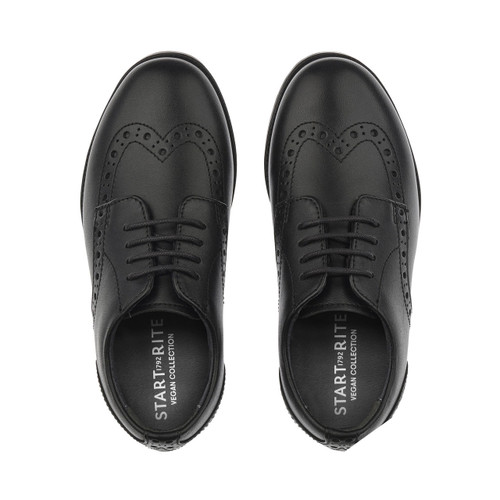 Start Rite Brogue Pri Vegan Black Synthetic Lace-up School Shoes