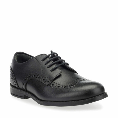Start Rite Brogue Pri Vegan Black Synthetic Lace-up School Shoes