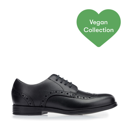 start rite Brogue Pri Vegan black synthetic lace-up school shoes