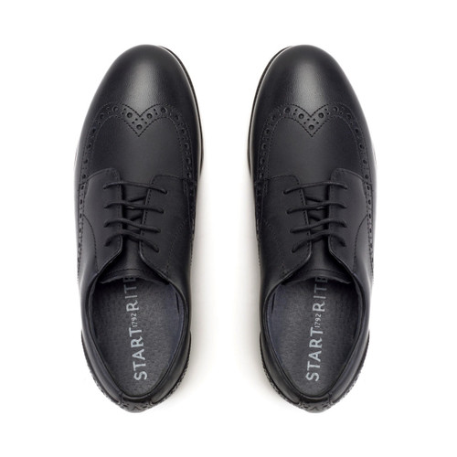 Start Rite Brogue Snr Black Leather Lace-up School Shoes