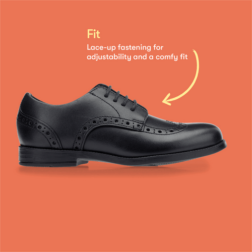 Start Rite Brogue Snr Black Leather Lace-up School Shoes