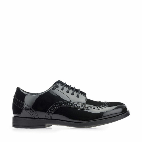 start rite Brogue Snr Black patent girls lace-up closed school shoes