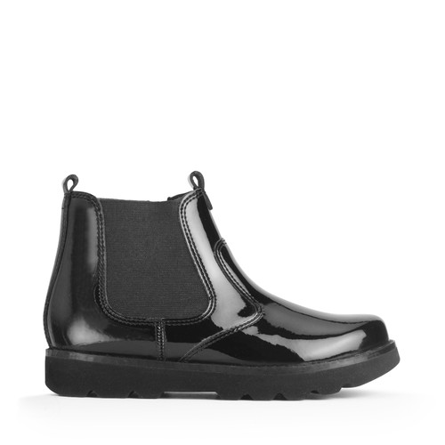 start rite Carnaby Black patent girls slip-on boots