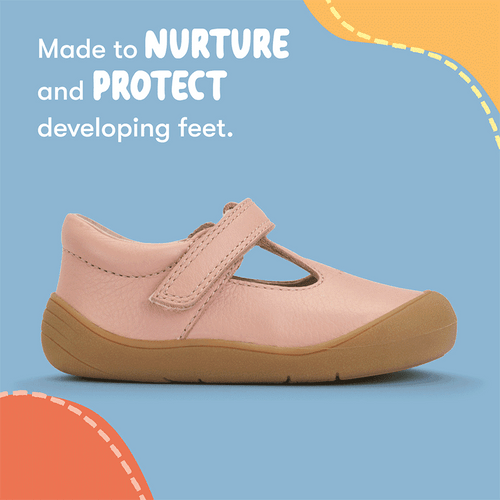 Start Rite Charms Dusky Pink Leather Girls Riptape First Walking Shoes