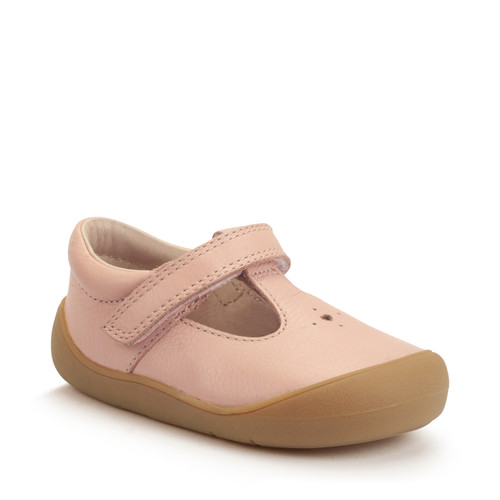 Start Rite Charms Dusky Pink Leather Girls Riptape First Walking Shoes