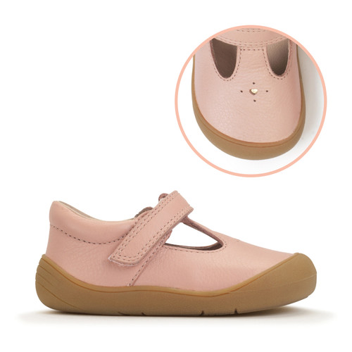 start rite Charms Dusky pink leather girls riptape first walking shoes