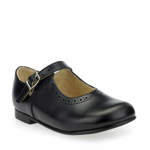 Start Rite Clare Black Leather Girls Buckle Traditional School Shoes