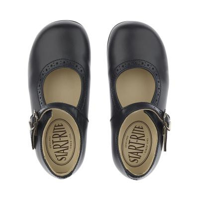 Start Rite Clare Navy Leather Girls Buckle Traditional School Shoes