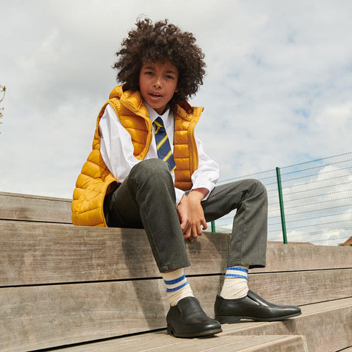 Start Rite College Black Leather Boys Primary Slip-on School Shoes