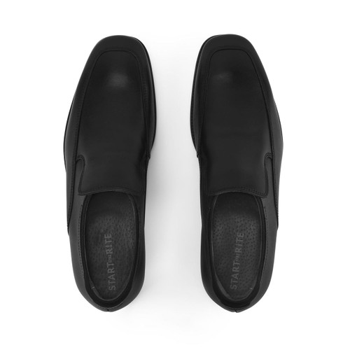 Start Rite College Black Leather Boys Primary Slip-on School Shoes