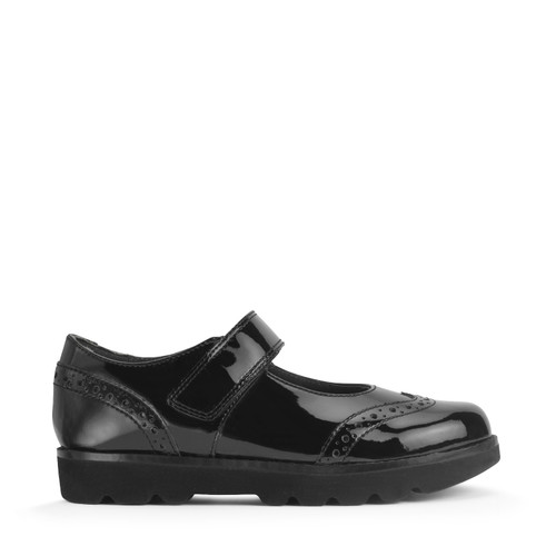 start rite Cosmos Black patent girls rip-tape school shoes