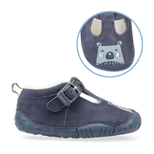 Start Rite Cuddle Navy Blue Nubuck Boys T-bar Buckle Pre-walkers