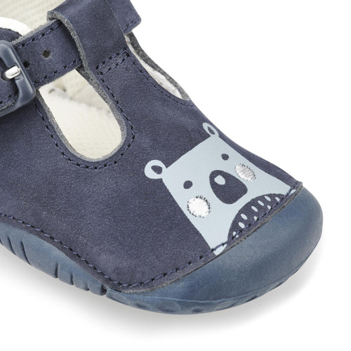 Start Rite Cuddle Navy Blue Nubuck Boys T-bar Buckle Pre-walkers