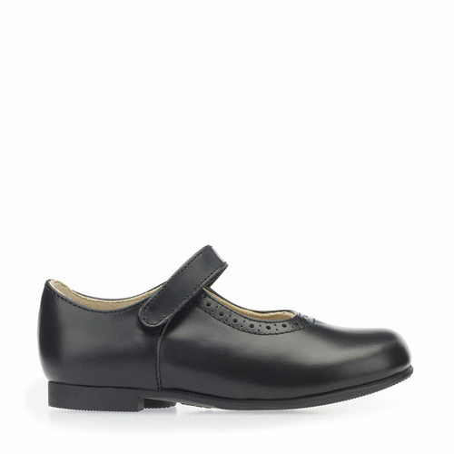 start rite Delphine Black leather girls rip-tape traditional school shoes