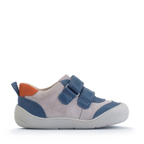 Start Rite Duel Denim Blue Multi Leather/nubuck Casual Rip-tape First Walking Trainers