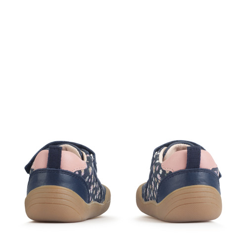 Start Rite Duel Navy Floral Nubuck/leather Casual Rip-tape First Walking Trainers