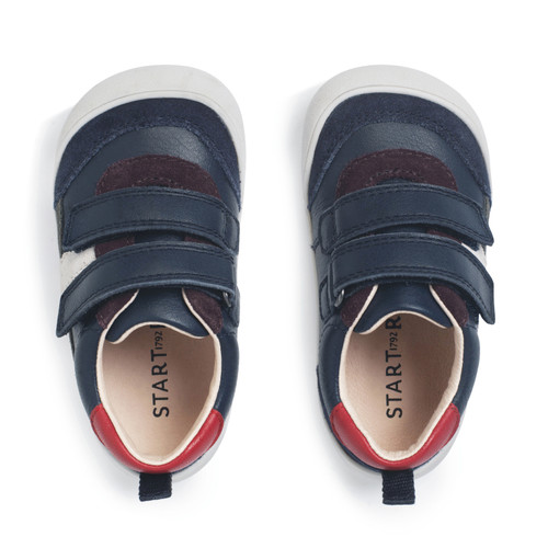 Start Rite Duel Navy Multi Leather Casual Rip-tape First Walking Trainers