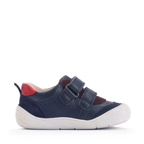 Start Rite Duel Navy Multi Leather Casual Rip-tape First Walking Trainers