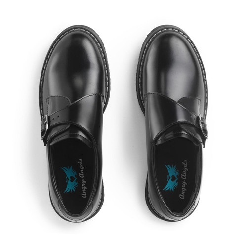 Start Rite Eclipse Black Hi Shine Leather Girls Buckle Angry Angels School Shoes