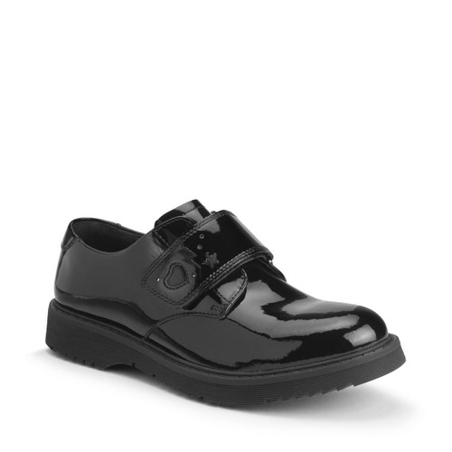 Start Rite Elevate Black Patent Girls Rip-tape Closed Angry Angels School Shoes