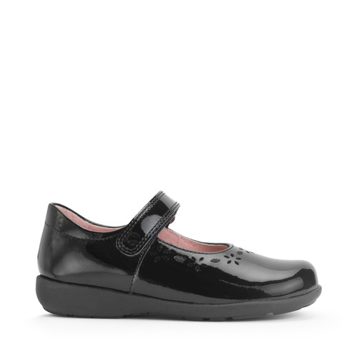 start rite Emily Black patent girls rip-tape school shoes
