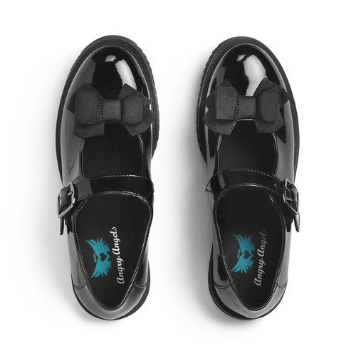 Start Rite Empower Black Patent Girls Buckle Angry Angels School Shoes