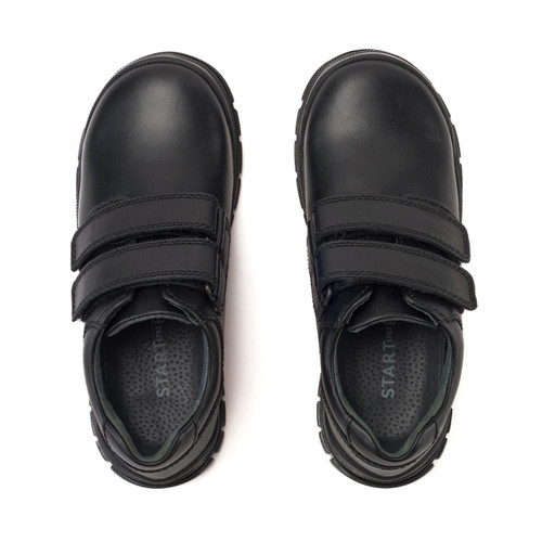 Start Rite Engineer Black Leather Boys Rip-tape School Shoes