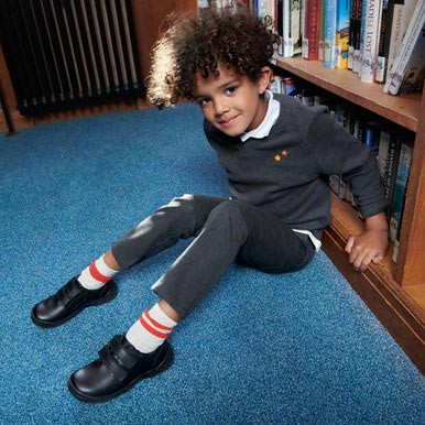 Start Rite Engineer Black Leather Boys Rip-tape School Shoes